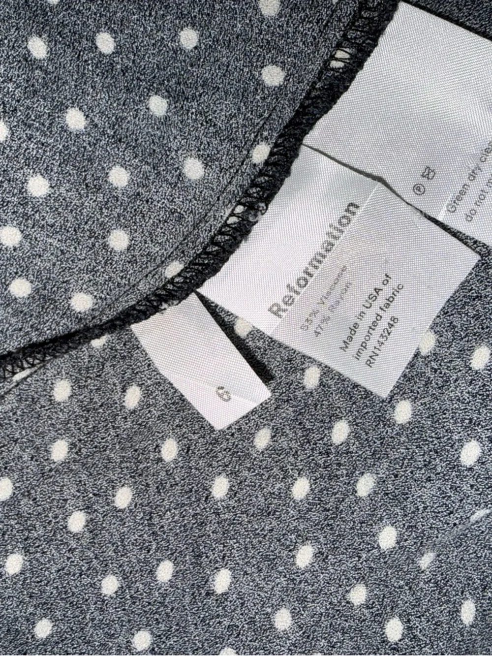 Reformation Black Polka‎ Dot Sweetheart Mini Dress Size 6 Preowned